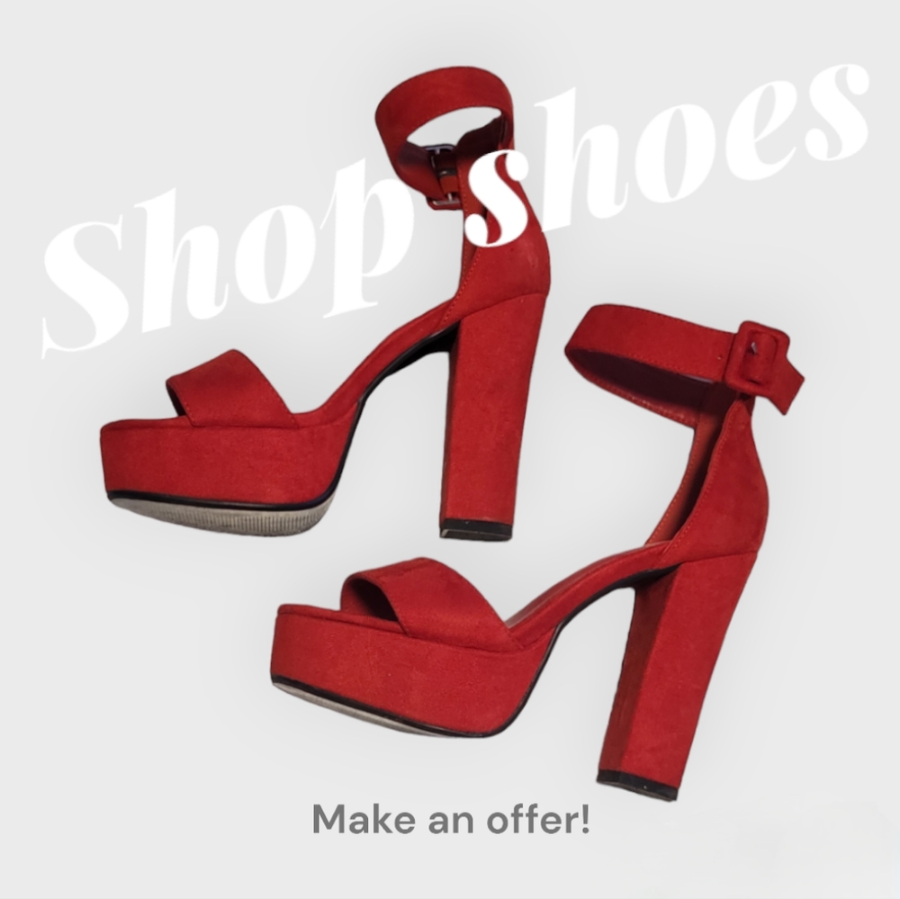 Unknown, Size 6.5, Red suede heels